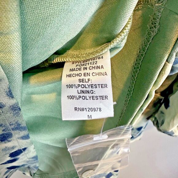 Nwt Entro Green Navy Blouse Womens Size Medium Keyhole Back - Picture 5 of 5